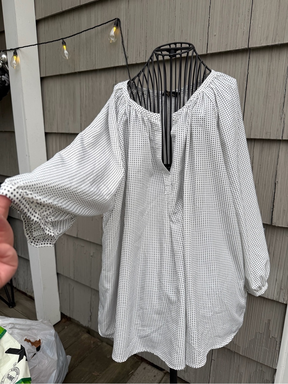 Dalia White Blouse with Black Dot Print